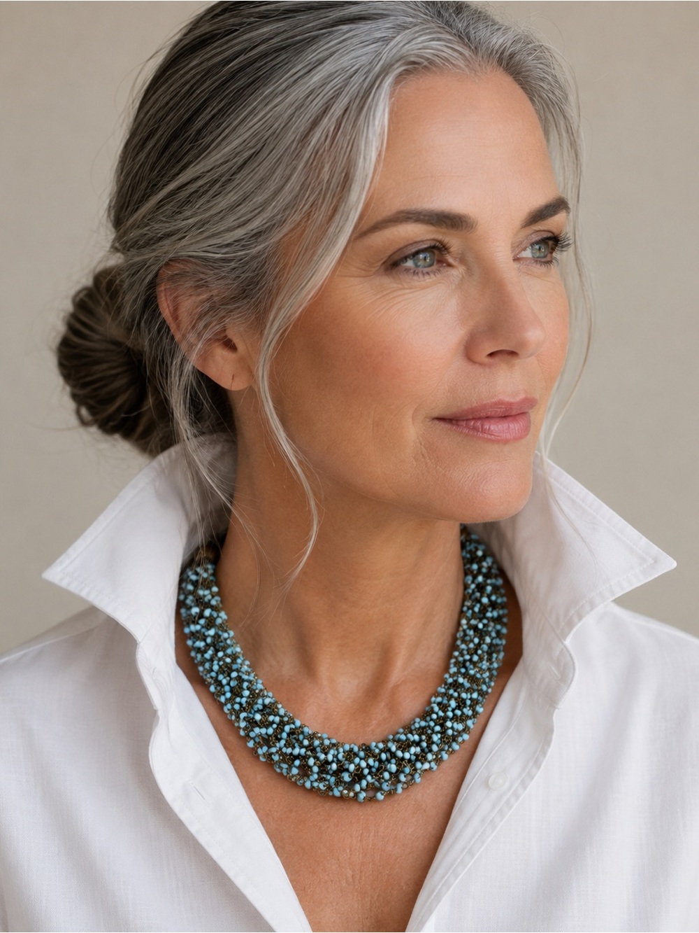 Artisan Turquoise Necklace bronzed hardware